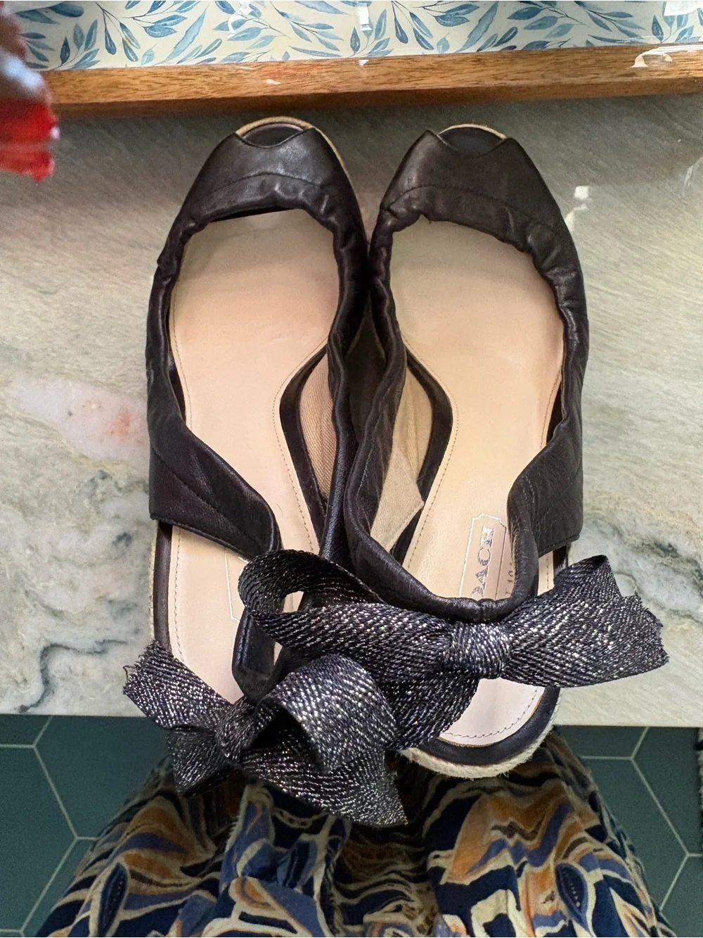 Coach Maritza Black Peep-Toe Espadrilles